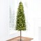 Pre Lit Pencil Christmas Tree Slim Alpine Design with LED Lights, Hinged Branches & Metal Stand